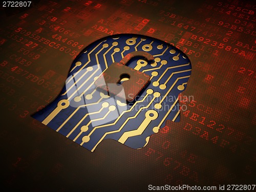 Image of Business concept: Head With Padlock on digital screen background