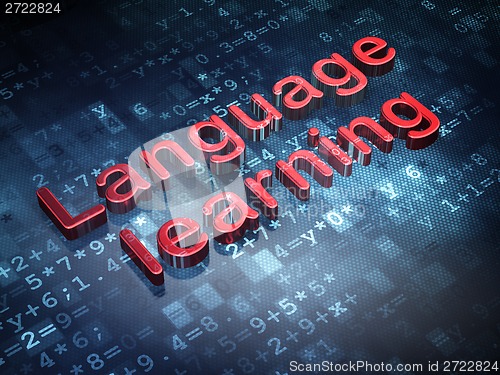Image of Education concept: Red Language Learning on digital background