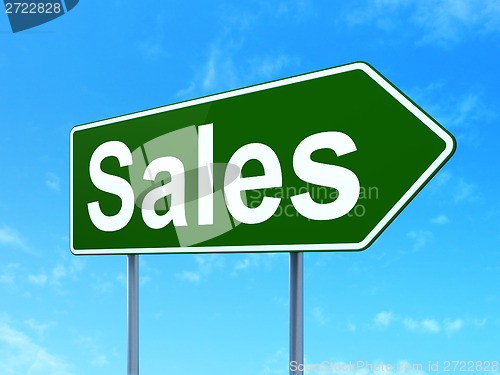 Image of Marketing concept: Sales on road sign background