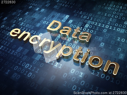 Image of Protection concept: Golden Data Encryption on digital background