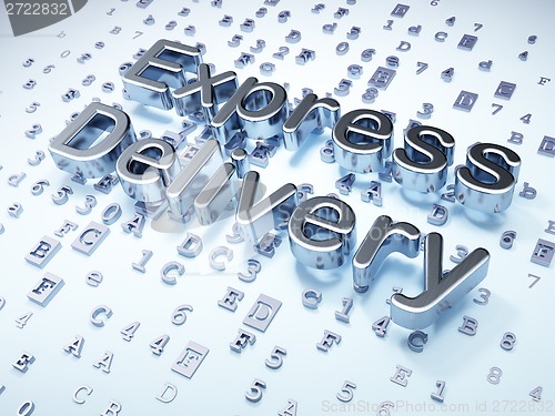 Image of Finance concept: Silver Express Delivery on digital background