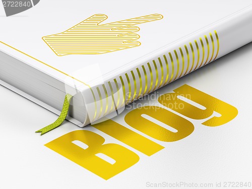 Image of Web development concept: book Mouse Cursor, Blog on white background