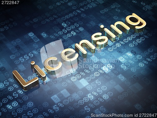 Image of Law concept: Golden Licensing on digital background