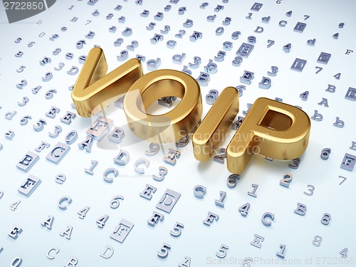 Image of SEO web development concept: Golden VOIP on digital background