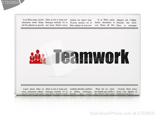 Image of Business concept: newspaper with Teamwork and Business Team