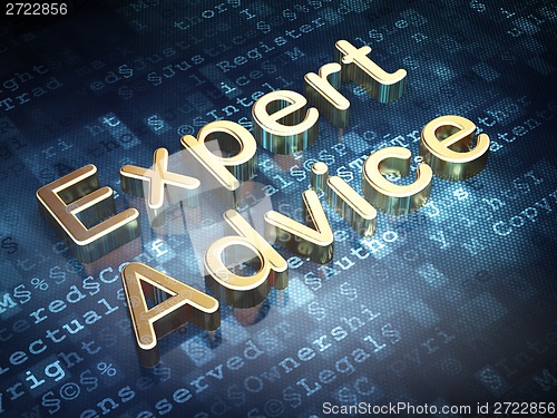 Image of Law concept: Golden Expert Advice on digital background