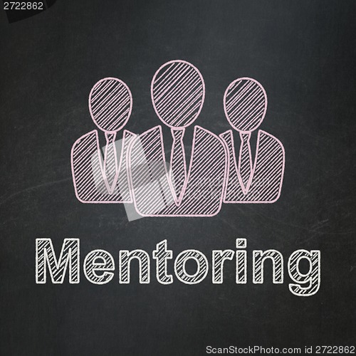Image of Education concept: Business People and Mentoring on chalkboard background