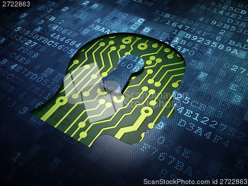 Image of Advertising concept: Head With Keyhole on digital screen background