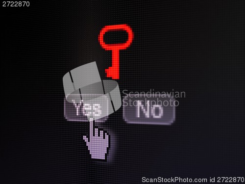 Image of Privacy concept: Key on digital computer screen