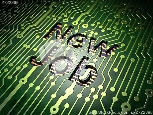 Image of Finance concept: New Job on circuit board background
