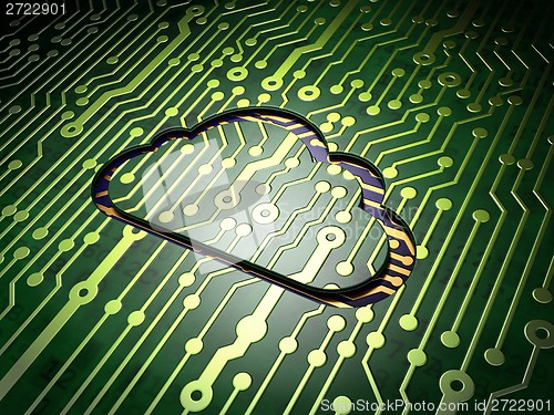 Image of Cloud networking concept: Cloud on circuit board background