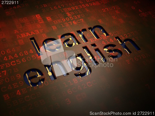 Image of Education concept: Learn English on digital screen background