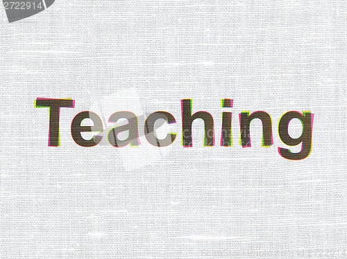 Image of Education concept: Teaching on fabric texture background