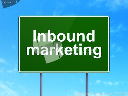 Image of Finance concept: Inbound Marketing on road sign background