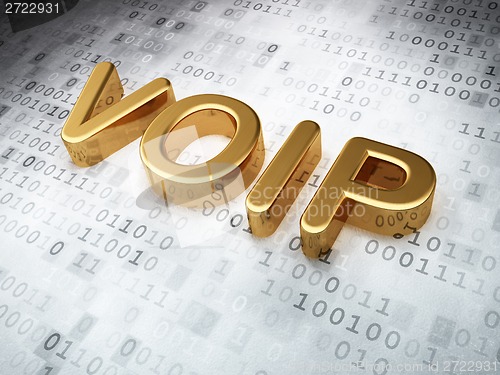 Image of SEO web design concept: Golden VOIP on digital background