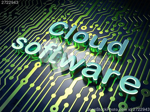 Image of Cloud technology concept: Cloud Software on circuit board background