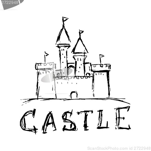 Image of Doodle style castle illustration in vector format
