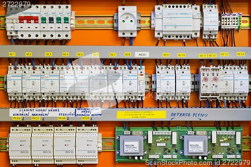 Image of Control panel with static energy meters and circuit-breakers (fuse) 