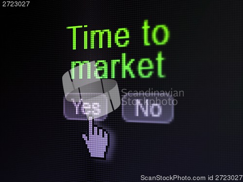 Image of Time concept: Time to Market on digital computer screen