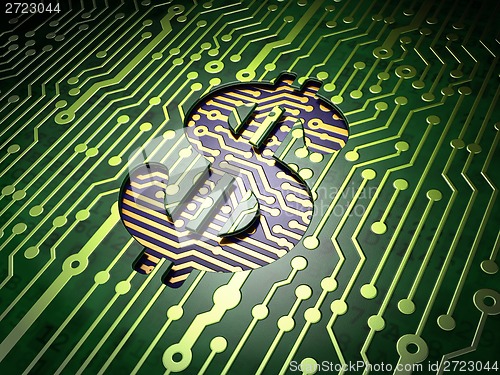 Image of Currency concept: Dollar on circuit board background