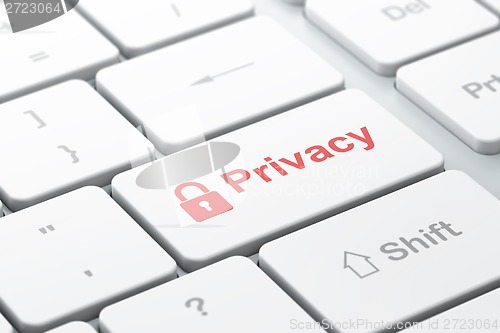 Image of Security concept: Closed Padlock and Privacy on computer keyboard background
