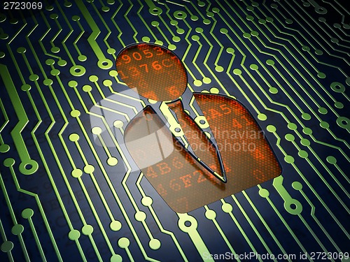 Image of Law concept: Business Man on circuit board background