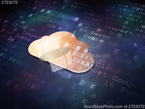 Image of Cloud technology concept: Golden Cloud on digital background