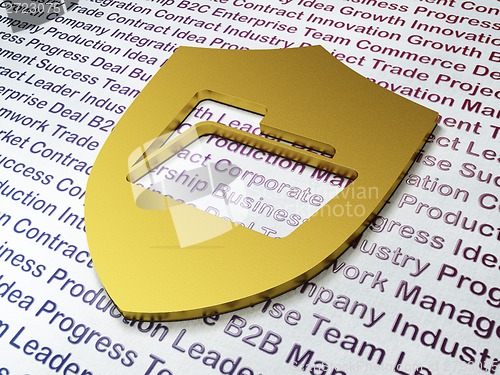 Image of Business concept: Golden Folder With Shield on Business background
