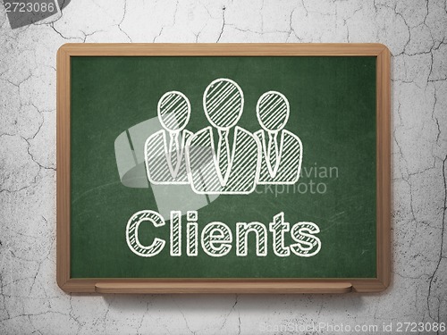 Image of Finance concept: Business People and Clients on chalkboard background