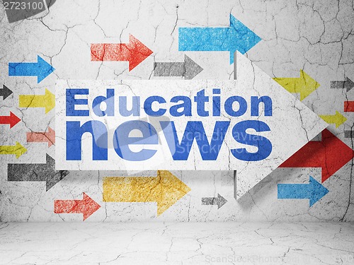 Image of News concept: arrow with Education News on grunge wall background