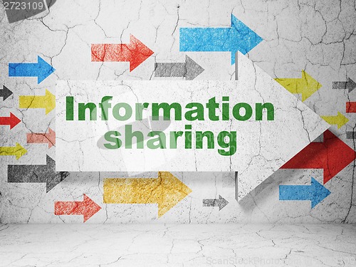 Image of Information concept: arrow with Information Sharing on grunge wall background