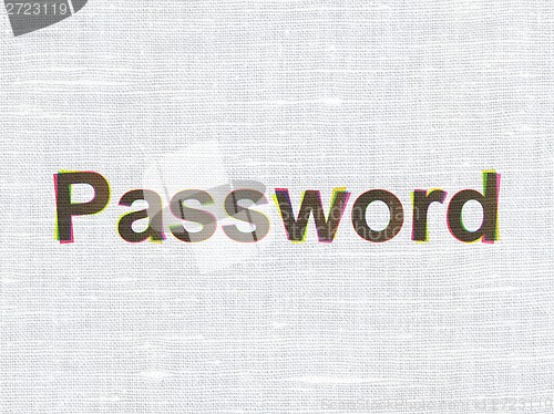 Image of Safety concept: Password on fabric texture background