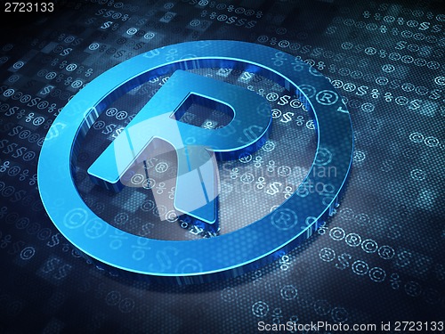 Image of Law concept: Blue Registered on digital background