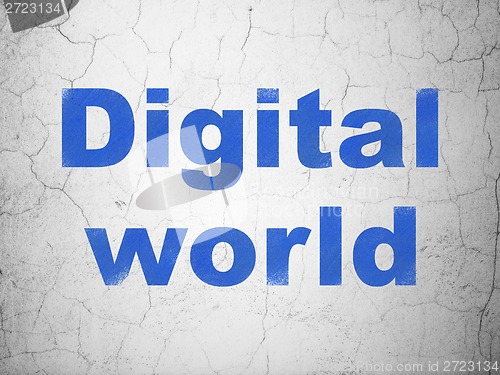 Image of Data concept: Digital World on wall background