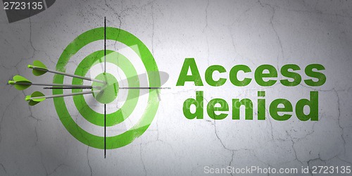 Image of Privacy concept: target and Access Denied on wall background