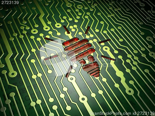 Image of Business concept: Energy Saving Lamp on circuit board background