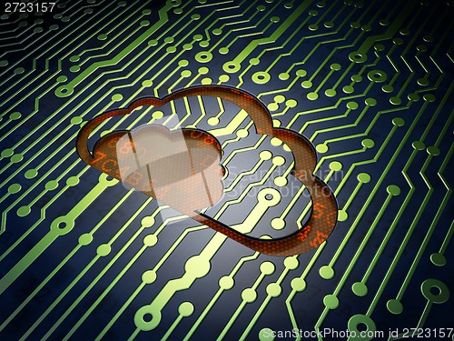 Image of Cloud computing concept: Cloud on circuit board background