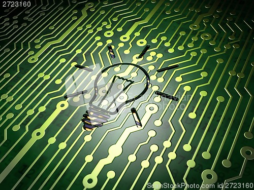 Image of Business concept: Light Bulb on circuit board background