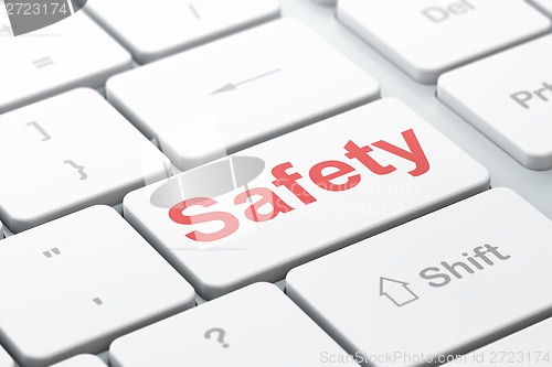 Image of Safety concept: Safety on computer keyboard background