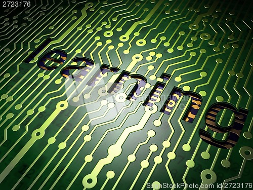 Image of Education concept: Learning on circuit board background