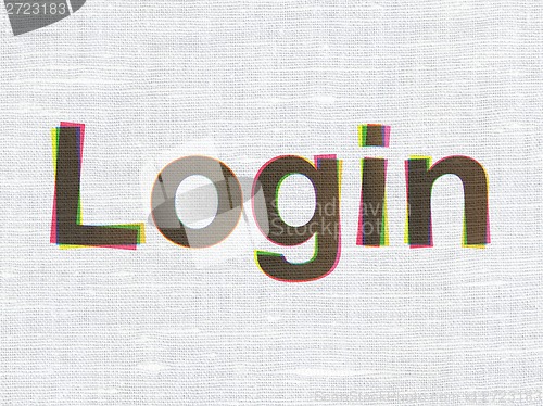 Image of Privacy concept: Login on fabric texture background