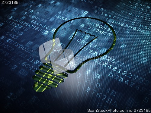Image of Business concept: Light Bulb on digital screen background