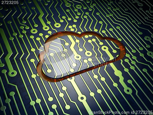 Image of Cloud networking concept: Cloud on circuit board background