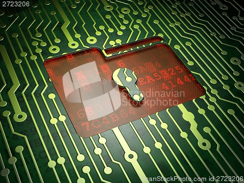 Image of Business concept: Folder With Keyhole on circuit board background