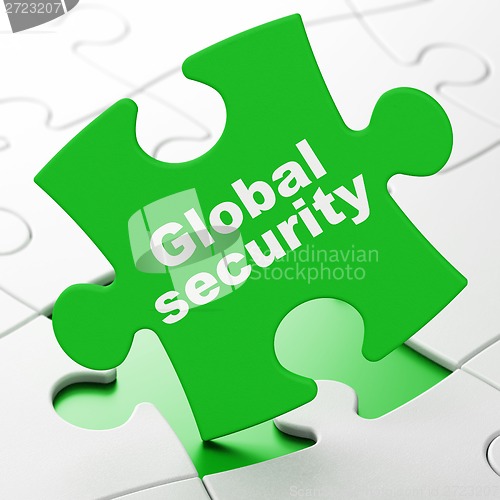 Image of Privacy concept: Global Security on puzzle background