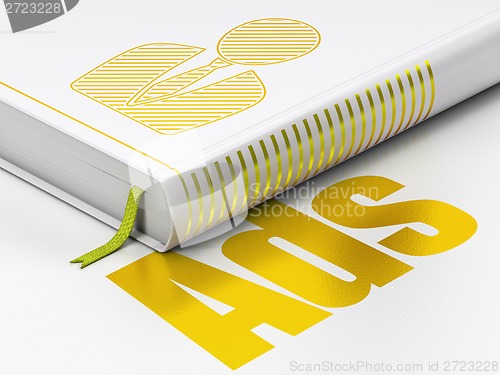 Image of Advertising concept: book Business Man, Ads on white background