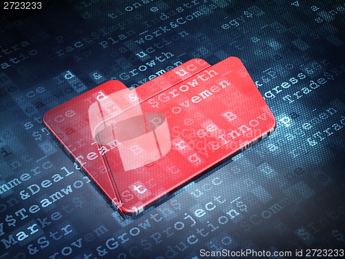 Image of Finance concept: Red Folder on digital background