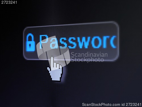 Image of Privacy concept: Password and Closed Padlock on digital button background