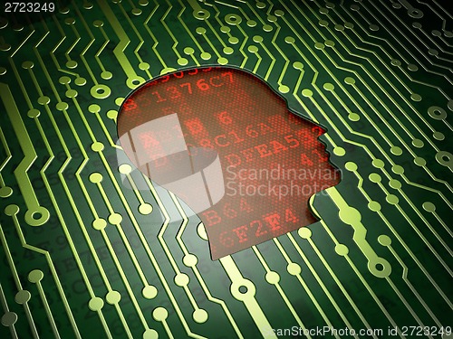 Image of Finance concept: Head on circuit board background