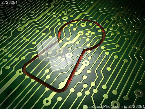 Image of Data concept: Keyhole on circuit board background